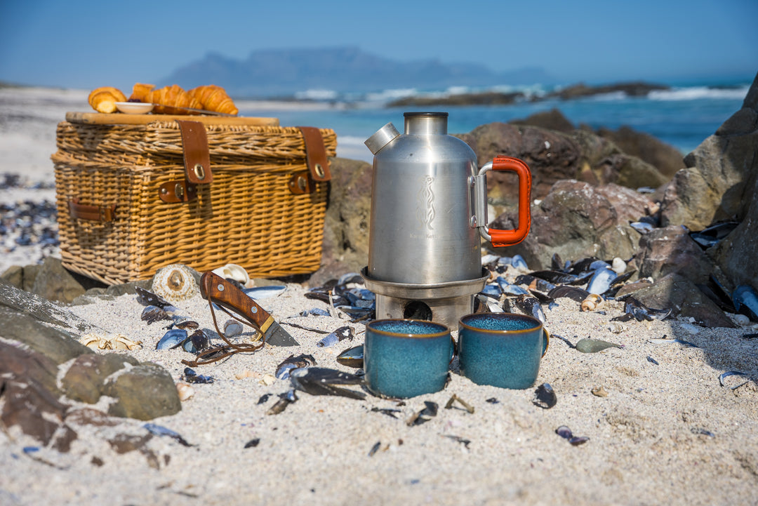 Karoo Kettle in use outdoors on a South African beach