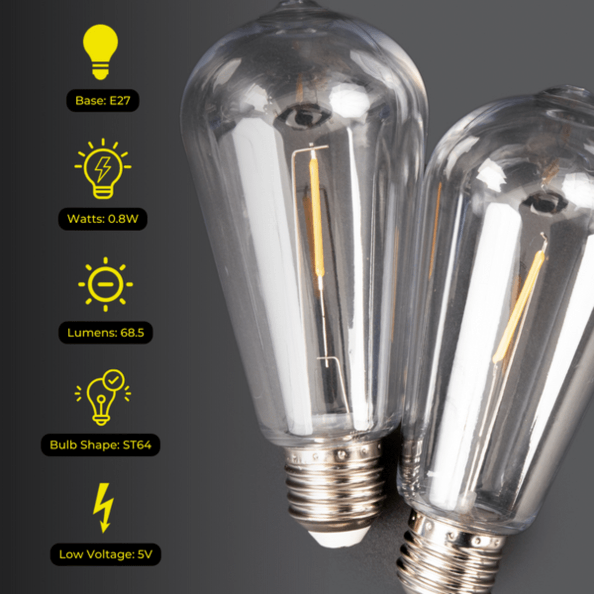 Litehouse LED Bulb Replacement for Solar Festoon Bulb String Lights