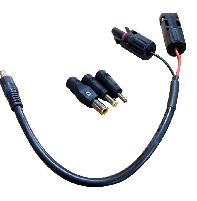 Multi DC to MC4 solar adapter cable with three removable DC adapters
