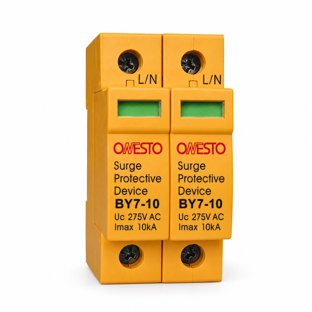 AI-generated visualisation of the Onesto 275V 10kA AC two-pole surge arrestor