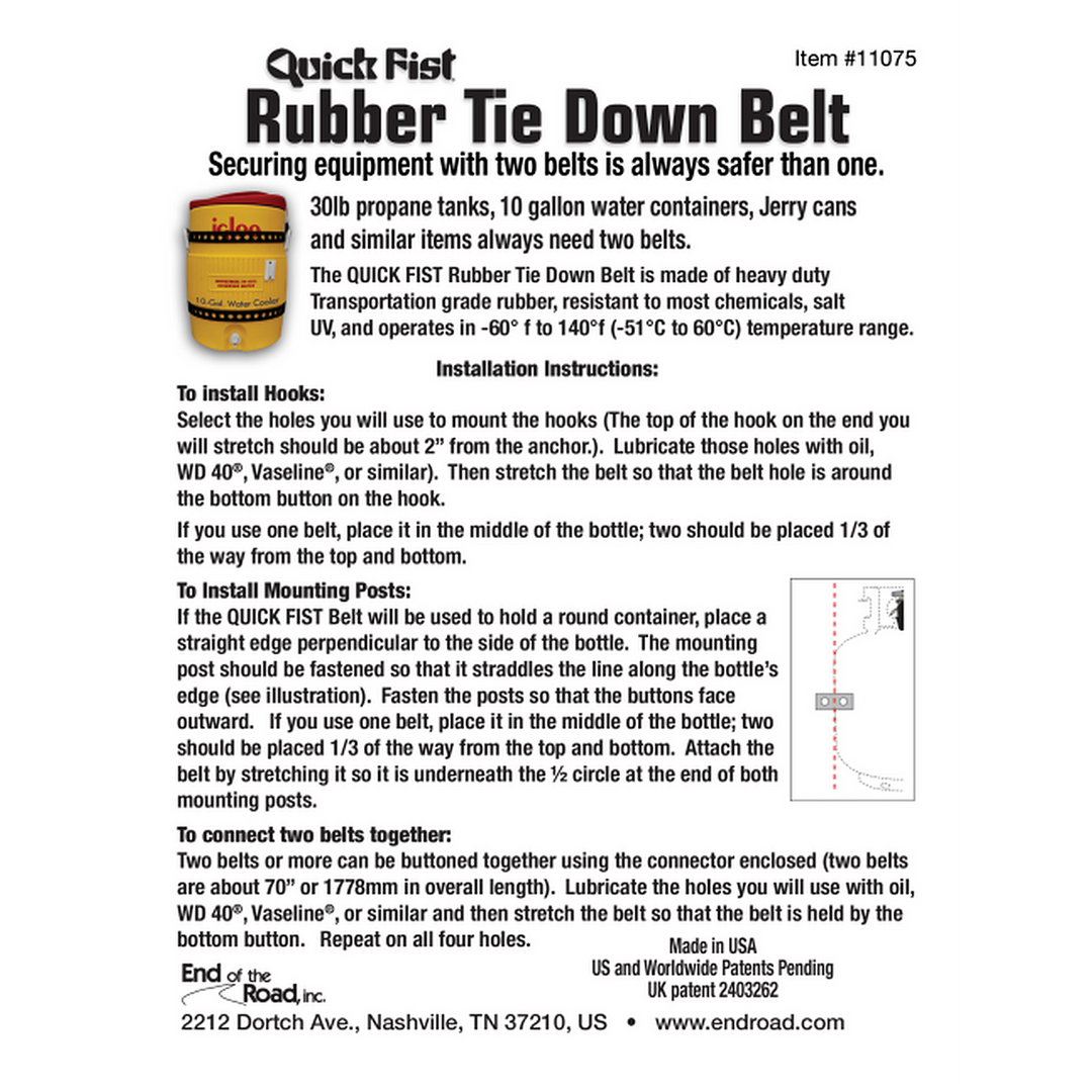 QuickFist Rubber Tie Down Belt Kit - 11075