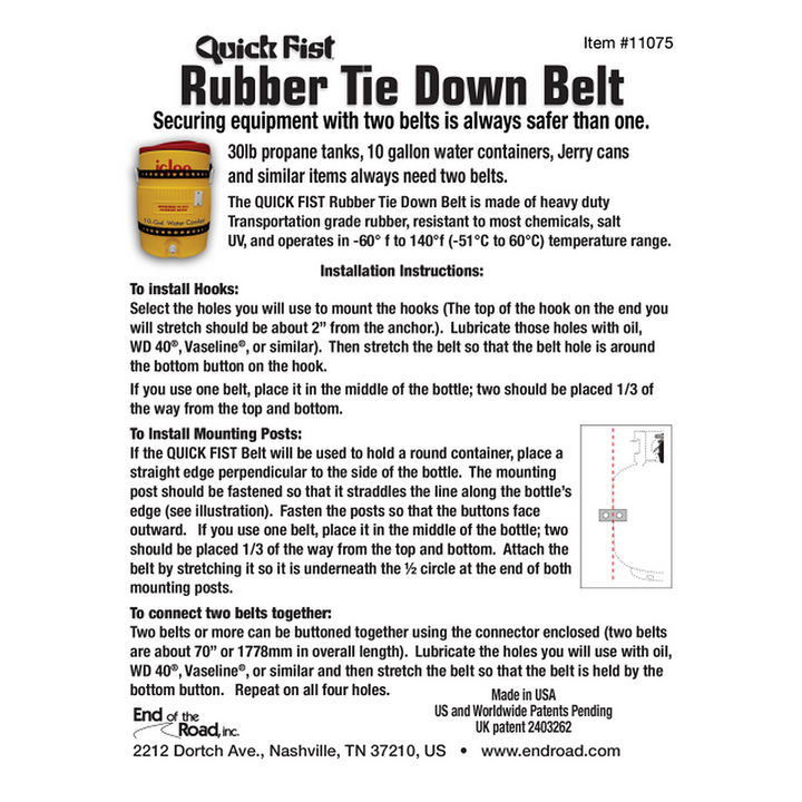 QuickFist Rubber Tie Down Belt Kit - 11075