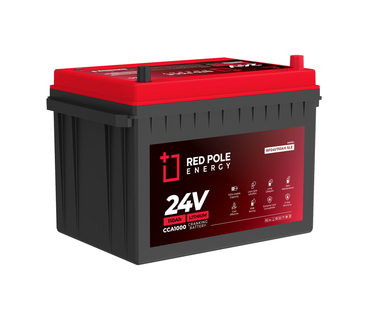 Red Pole Energy 25.6V 110Ah LiFePO4 Starter Battery 1000 CCA