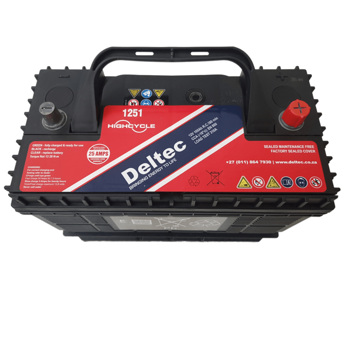 Deltec BD-1251P105 105Ah 12V Taper Terminal Lead Calcium Battery