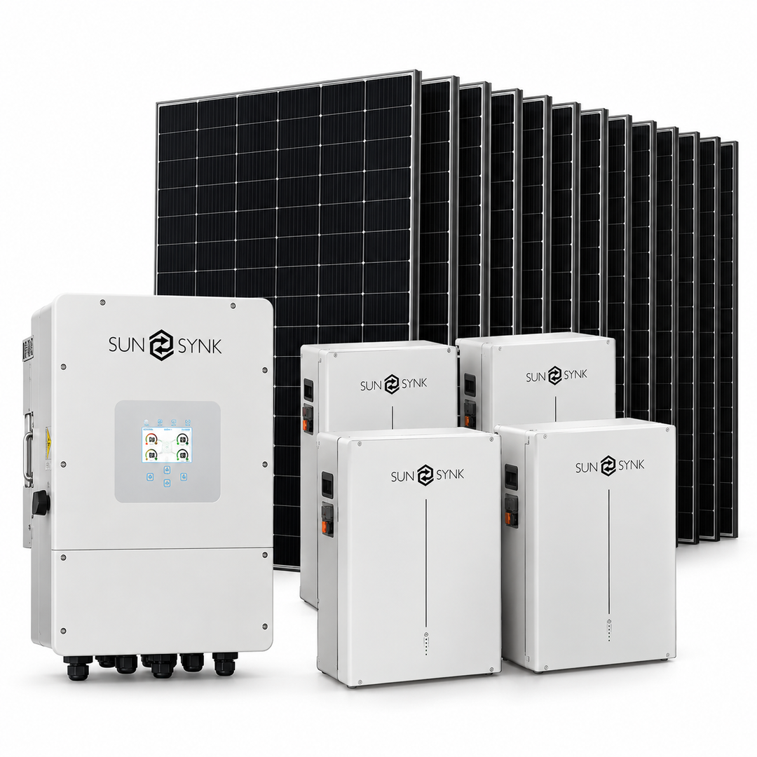 Sunsynk 10kW 21.28kWh self consumption solar power system pack shot