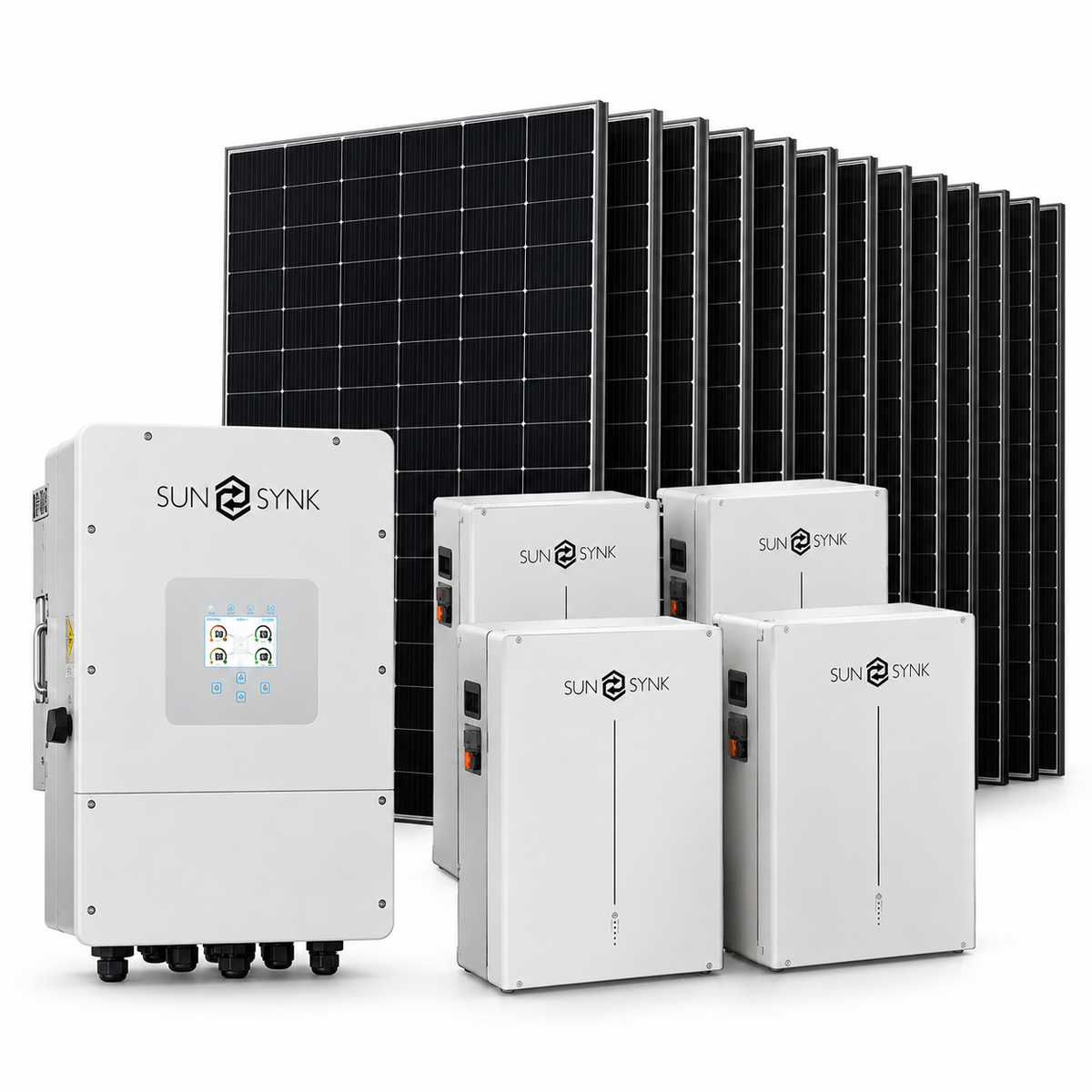 Sunsynk 10kW 21.28kWh self consumption solar power system pack shot