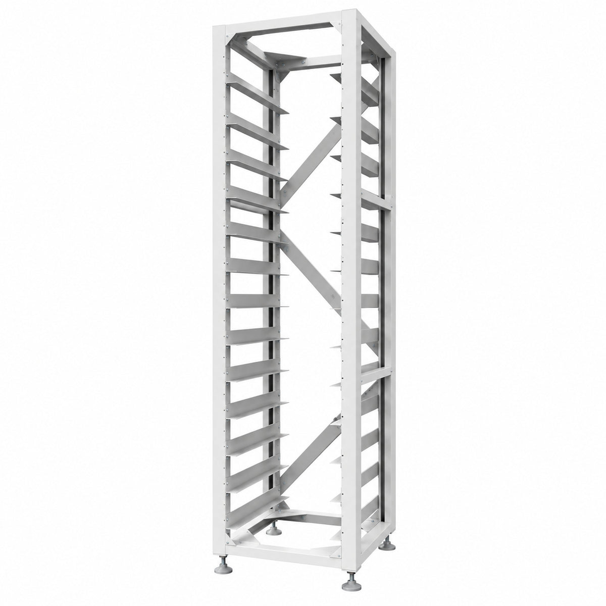 Sunsynk 61.44kWh HV empty battery rack on white background