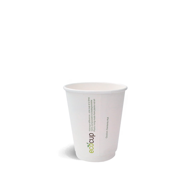 EcoPack 250ml White Double Wall Coffee Cup - Pack of 100 - Sustainable.co.za