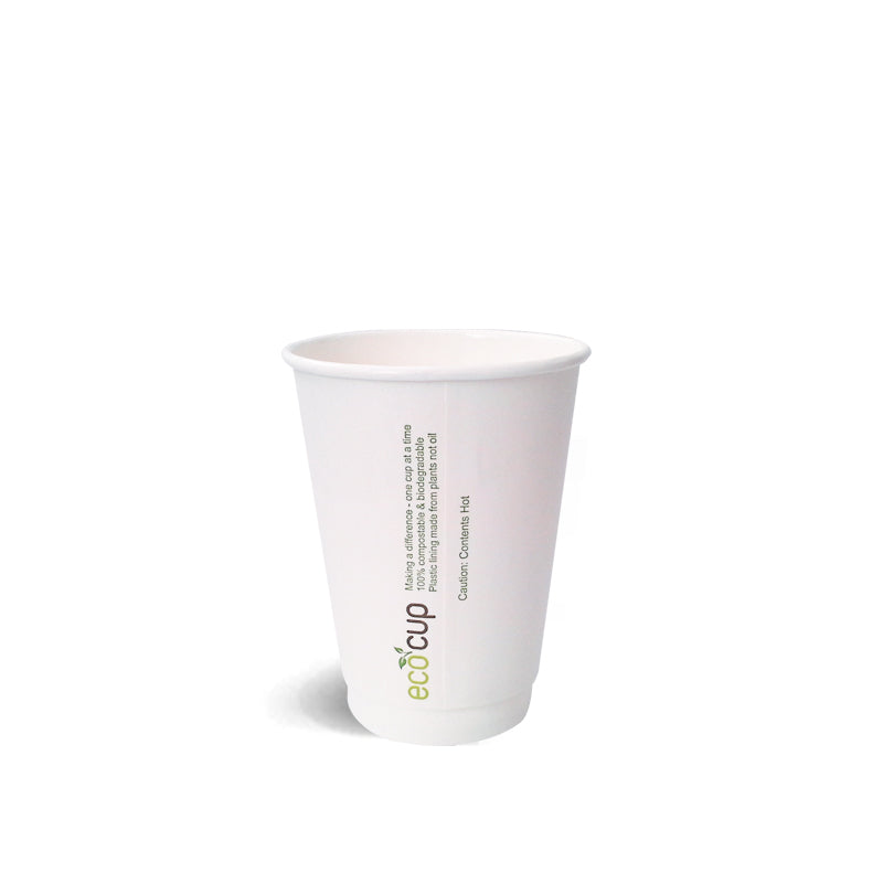 EcoPack 350ml White Double Wall Coffee Cup - Pack of 100 - Sustainable.co.za