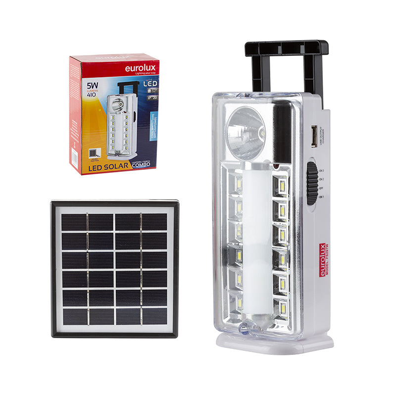 Eurolux FS297W 5W Rechargeable LED Lamp with Solar Panel - Sustainable.co.za