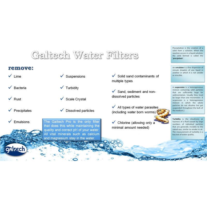 Galtech Pro Water Filtration System Removes