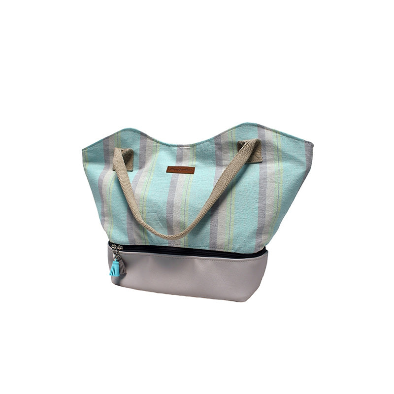 Hemp Kikoi Zipper Two Tone Bag - Sustainable.co.za