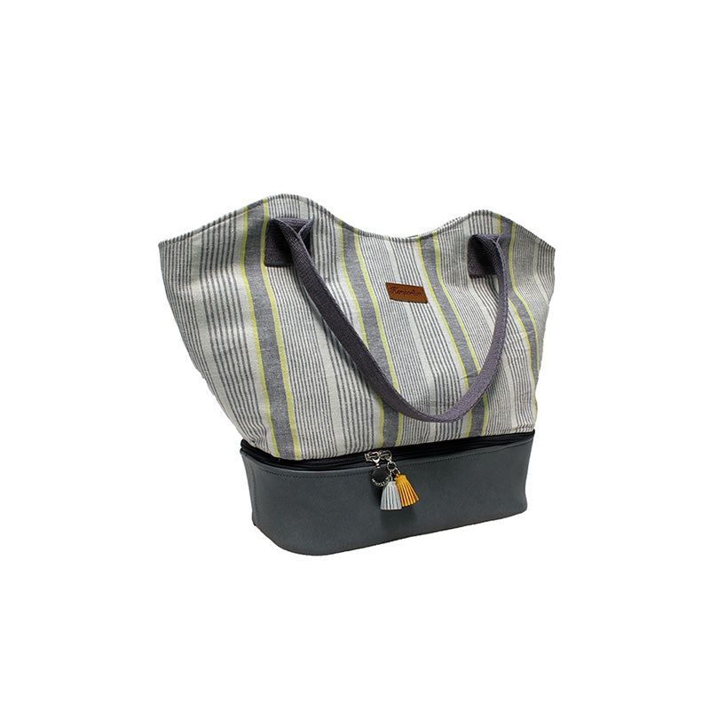 Hemp Kikoi Zipper Two Tone Bag - Sustainable.co.za
