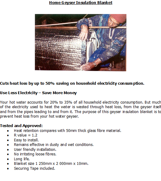 Sustainable Energy Saving Geyser Blanket