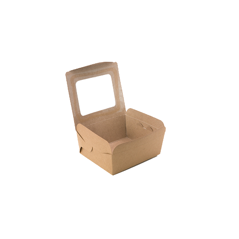 Mini Kraft Box with PLA window - pack of 50 - Sustainable.co.za
